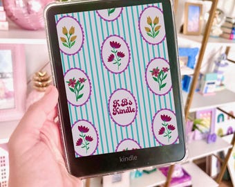 Floral Monogram Kindle Lock Screen: Personalized E-Ink Design (Digital Download)