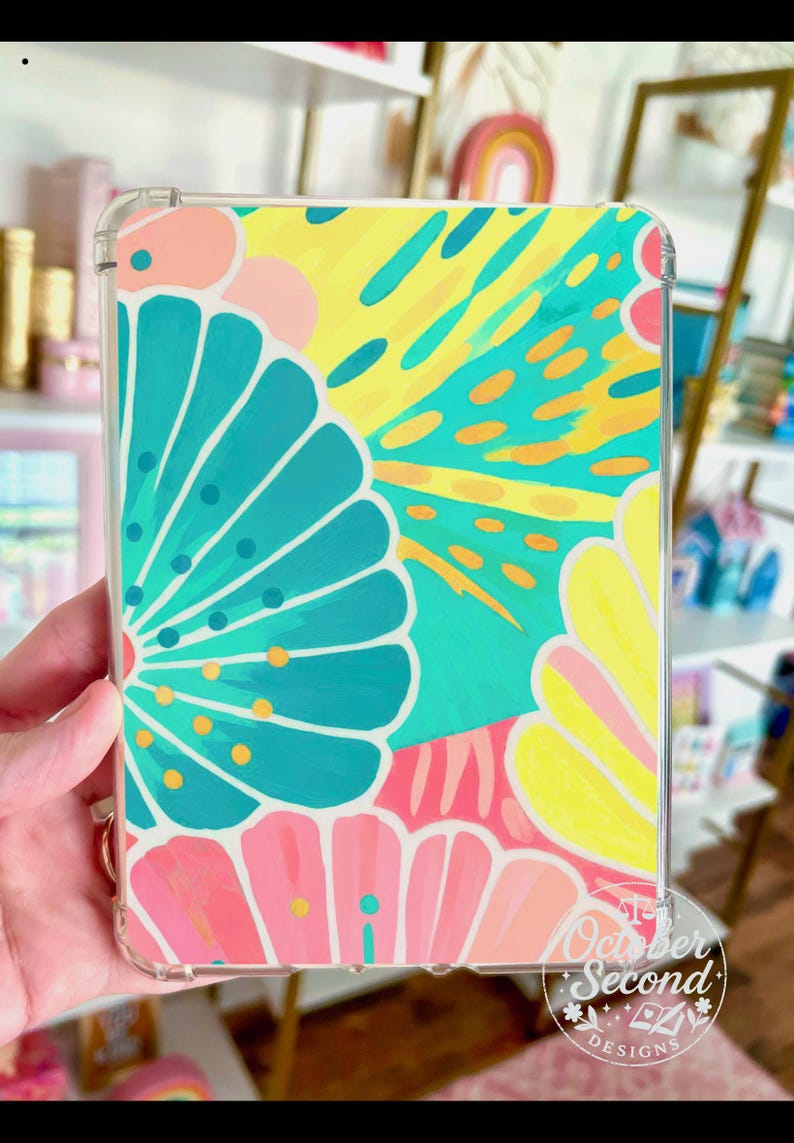Reversible Kindle Case Insert, Vintage Beach Postcard Stamp Collage, Pink Coastal Bild 4