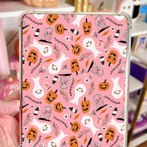 Reversible Kindle Case Insert, Haunted Dollhouse Pink Halloween Collage and Lace Pumpkin Bild 4