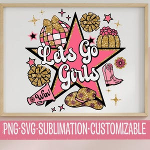 Let's Go Girls - Süßes Cheerleader inspiriert SVG PNG | Digitaler Download | Girly Geschenk | Mutter jubeln Clipart | Sport-Team-Grafiken