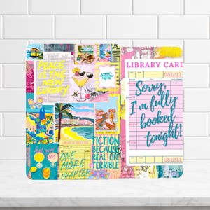Inserto reversible para funda Kindle, collage literario y estampado de tarjeta de biblioteca — Personaje principal: Chica sexy con energía bebiendo imagen 5