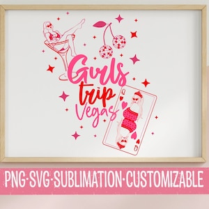 Vegas Girl's Trip PNG & SVG / Descarga digital / Clipart de vacaciones / Gráfico de viaje personalizable