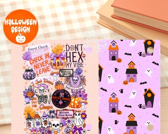 Reversible Kobo Case Insert, Don't Hex My Vibe and Purple Haunted House Print