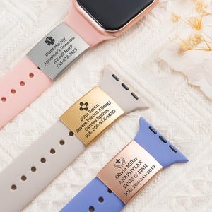 Personalized Medical Alert Watch Band Tag, Stainless Steel Engraved Emergency Info