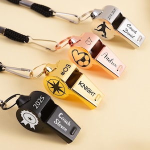 Custom Engraved Stainless Steel Whistle with Lanyard: Coach, Teacher, Referee Gift