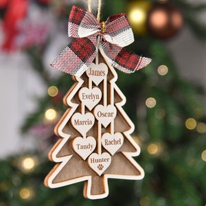 2025 Family Christmas Tree Ornament, Custom Wooden Family Christmas Ornament, Engraved Ornament,Christmas Gift,Personalized Holiday Ornament