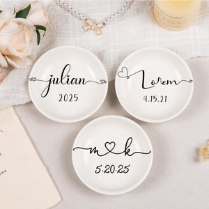 Bandeja personalizada para joias, porta-anéis de cerâmica personalizado, prato para anéis com nome, presente para pedido de madrinha, casamento e aniversário. imagem 12
