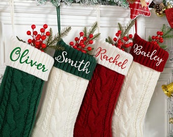 2026 Embroidered Christmas Stocking,Knitted Family Stockings,Personalized Xmas Stocking with Name,Holiday Stockings,Christmas Family Gifts