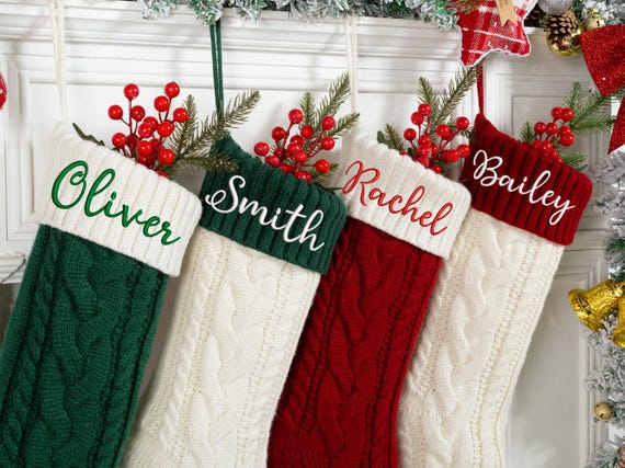 2026 Embroidered Christmas Stocking,Knitted Family Stockings,Personalized Xmas Stocking with Name,Holiday Stockings,Christmas Family Gifts