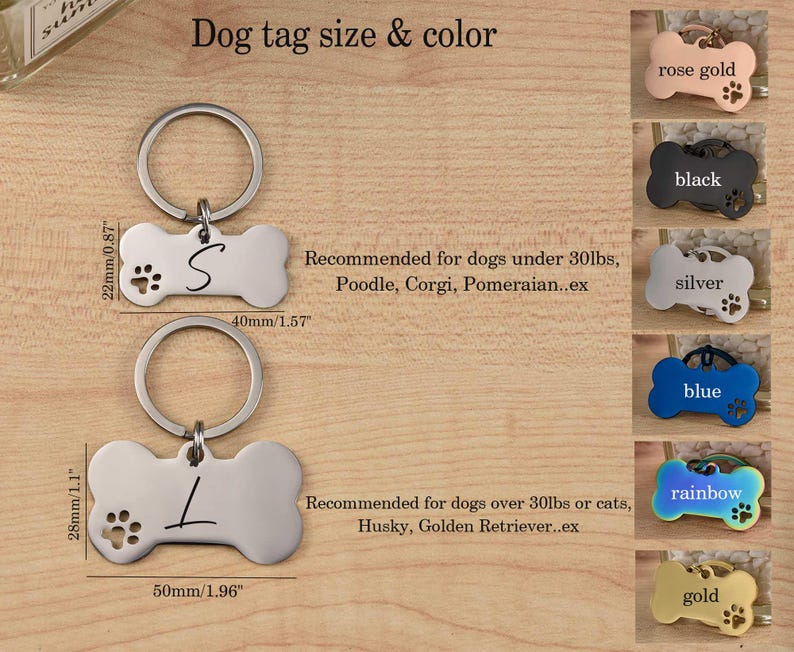 Bone Dog Tag: Hollow Paw, Engraved Pet ID, Stainless Steel - Etsy