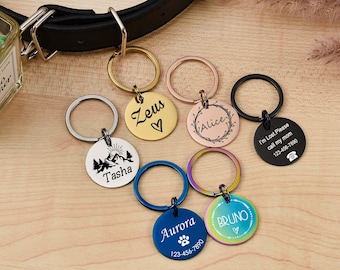 Placa de identificación personalizada para mascotas: Placa de identificación personalizada de acero inoxidable para perros y gatos.