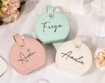 Personalized PU Leather Travel Jewelry Box, Engraved Name Jewellery Organizer Case, Bridesmaid Gift, Birthday Gift, Gifts for Women