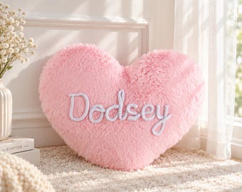 Custom Plush Heart Pillow, Personalized Name Throw Cushion, Romantic Anniversary Gift, Cozy Bedroom Decor