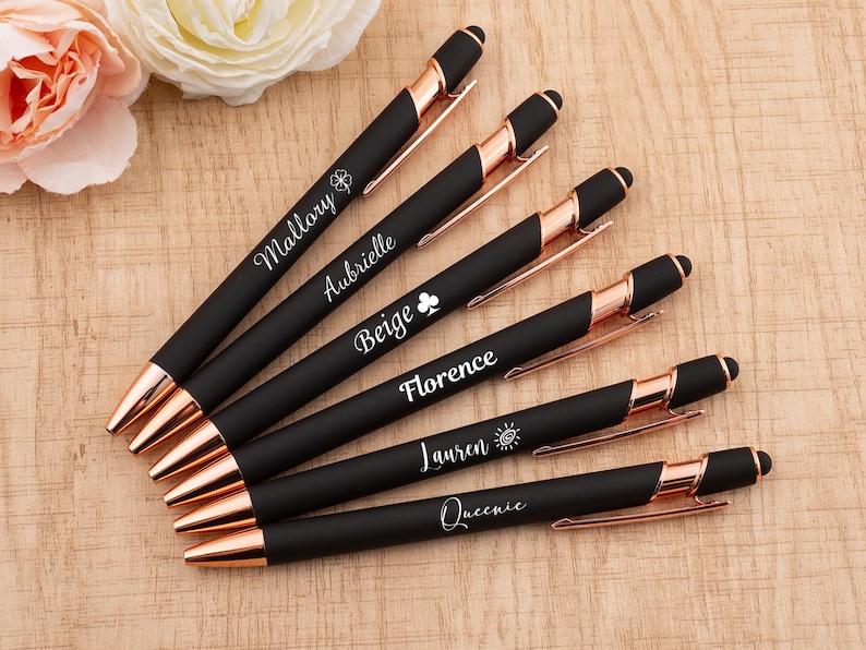 Engraved Soft Touch Pens - Personalized Gift Set of 5 - Etsy
