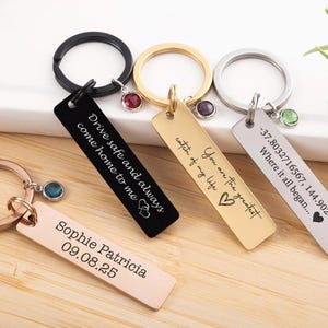 Stainless Steel Keychain, Custom Engraved Key Chain, Personalized Gifts for Him, Best Friend Gifts, Gift for Mom, Boyfriend Birthday Gift