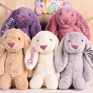 Custom Monogrammed Bunny Rabbit,Embroidered Easter Bunny Rabbit Personalized ,Easter Gifts, Bunny Toy,Bunny Soft Plush Toy,Flower Girl Gifts