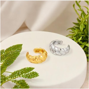 Stylish Gold & Silver Twisted Weaving Ear Cuff, Delicate Twist Hoops, Adjustable Ear Cuff, A Must-Have Accessory for Her!