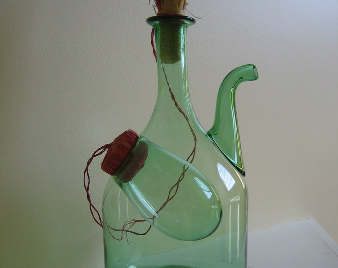 Vintage Green Wine Bottle With Spout Etsy