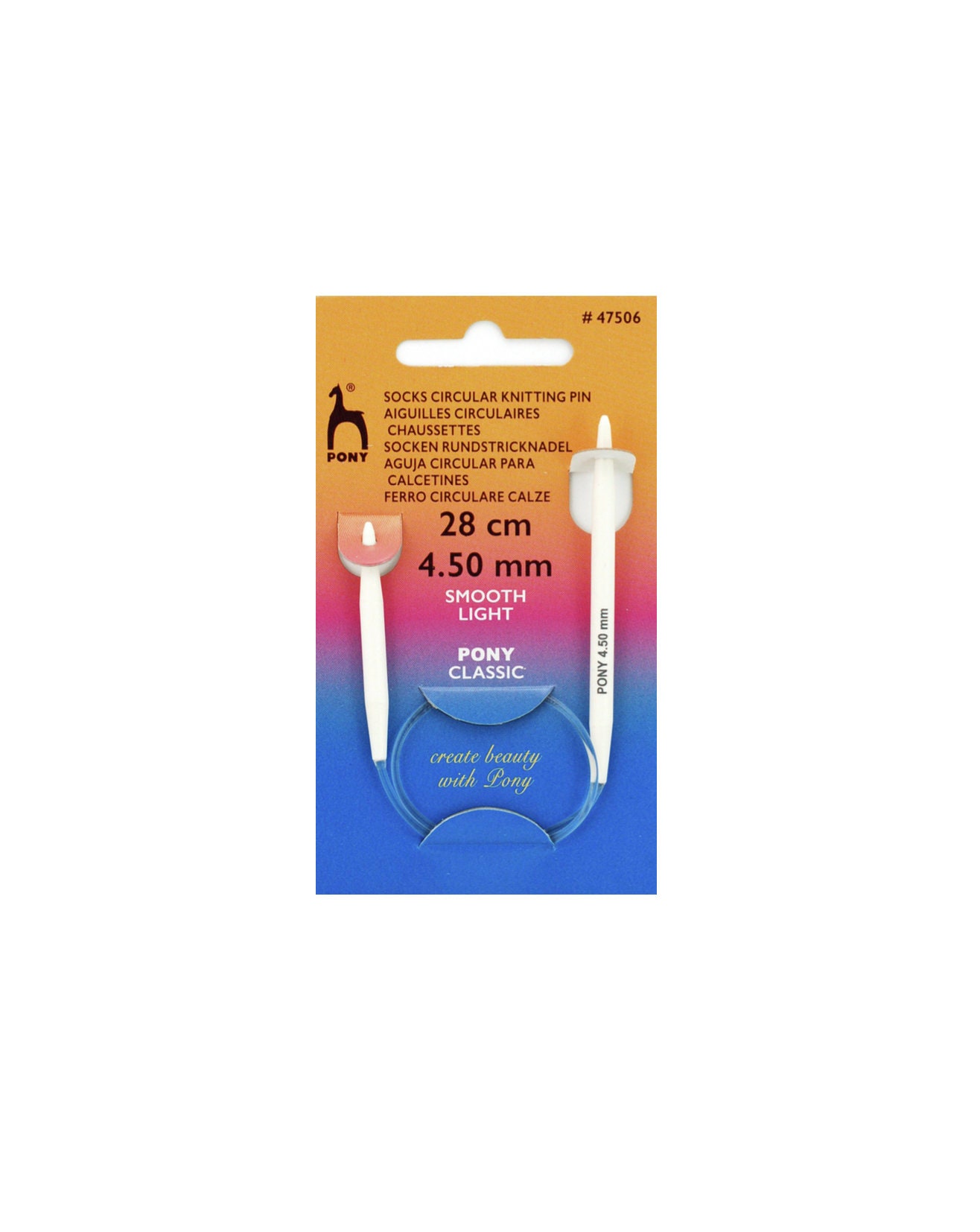 Size 4.50 mm Pony Metal Circular Knitting Pins/ Knitting Needles 100 cm long Size 4.50 mm Pony Metal Circular Knitting Pins/ Knitting Needles 100 cm long