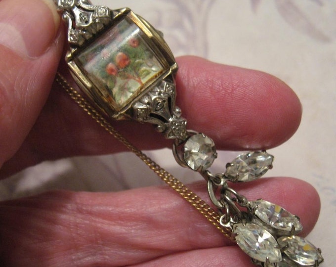 LOVELY ANTIQUE WATCH CASE NECKLACE WITH SPARKLE Etsy
