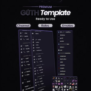 ダークゴステンプレートサーバー Discord | (絵文字 - チャンネル - 役割) + 設定 | エモ、ミニマリスト、ダーク、ブラック、オカルト、ヴァンパイア、ハロウィン