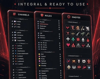 Valorant Discordサーバーテンプレート | ロールチャンネル絵文字 | ゲームコミュニティプロフェッショナルセットアップ Red Esports Design Riot • 即時ダウンロード