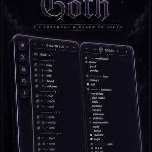 Dark Goth template server Discord | (Emojis - Channels - Roles)  | emo, minimalist, dark, black, occult, vampire, Halloween
