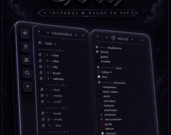 Dark Goth template server Discord | (Emojis - Channels - Roles)  | emo, minimalist, dark, black, occult, vampire, Halloween
