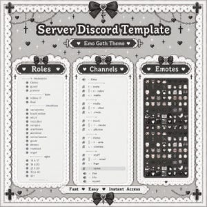 Emo Goth Discord Server Template | (Emojis - Channels - Roles) | Gothic Vampire Aesthetic Halloween Dark Minimalist Grunge Punk Emo Black