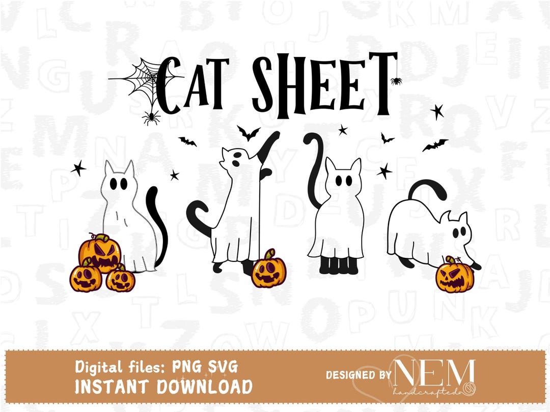 Cat Sheet Png Svg File, Retro Halloween Png, Ghost Cat Png, Funny Cat ...