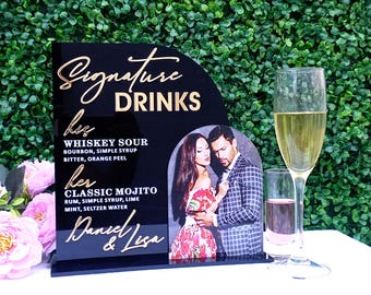 Custom Acrylic Bar Sign, Signature Drinks Party Sign