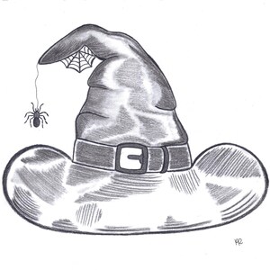 Hand Drawn Witch Hat Digital Print