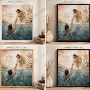 Jesus Reaching Into Water Wall Art Christian Boho Watercolor Print Faith Based Savior Poster 11x14 image 2