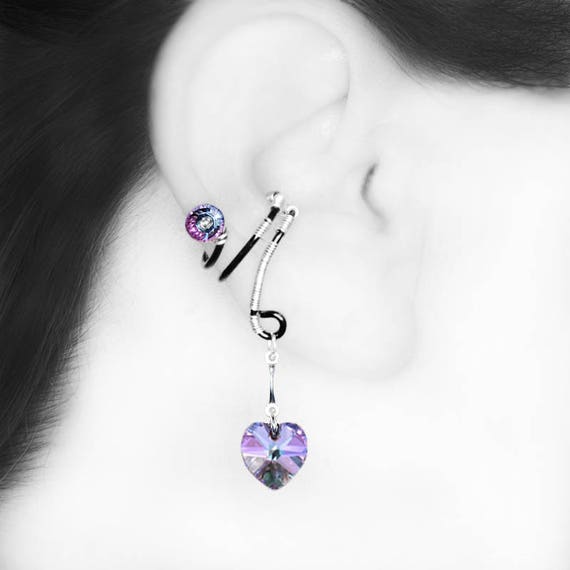 Tara Amethyst Crystal Gold Tone Stud Pierced Earrings