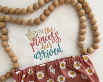 The Princess has Arrived Onesie® / Newborn Coming Home Outfit / Baby Embroidered Onesie® / Kids Embroidered Outfit / Baby Girl Shower Gift