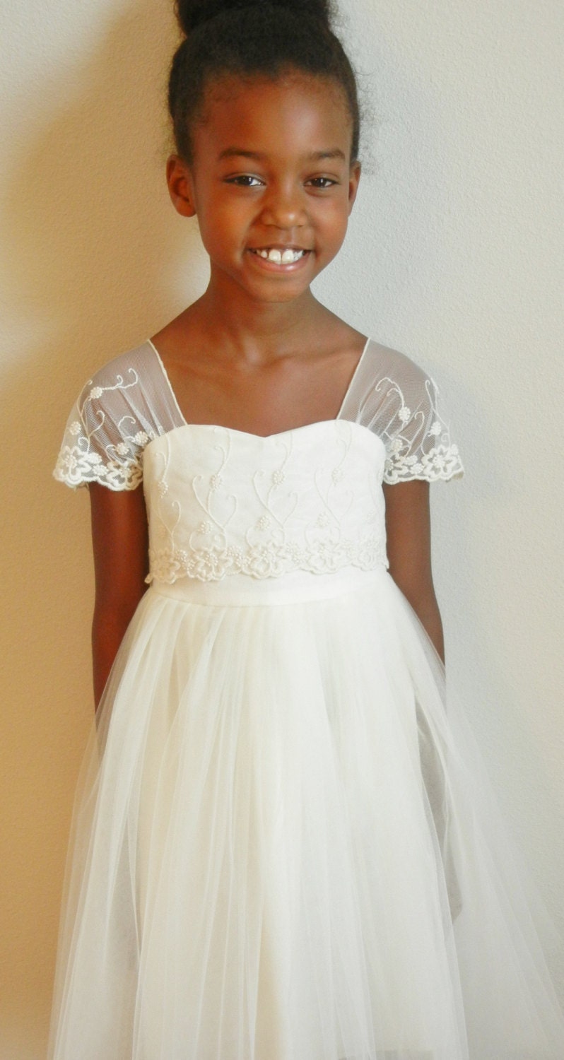 Ivory Flower Girl Dress Shabby Chic Organic Cotton and Etsy