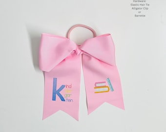Back to School Embroidered Hair Bows with Designs Name or Initials