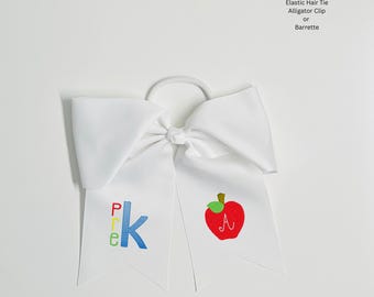 Back to School Embroidered Hair Bows with Designs Name or Initials