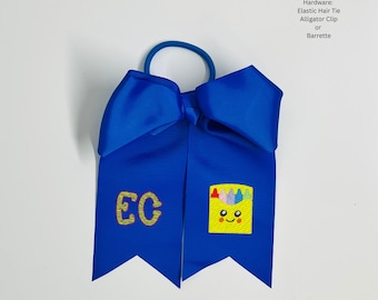 Back to School Embroidered Hair Bows with Designs Name or Initials