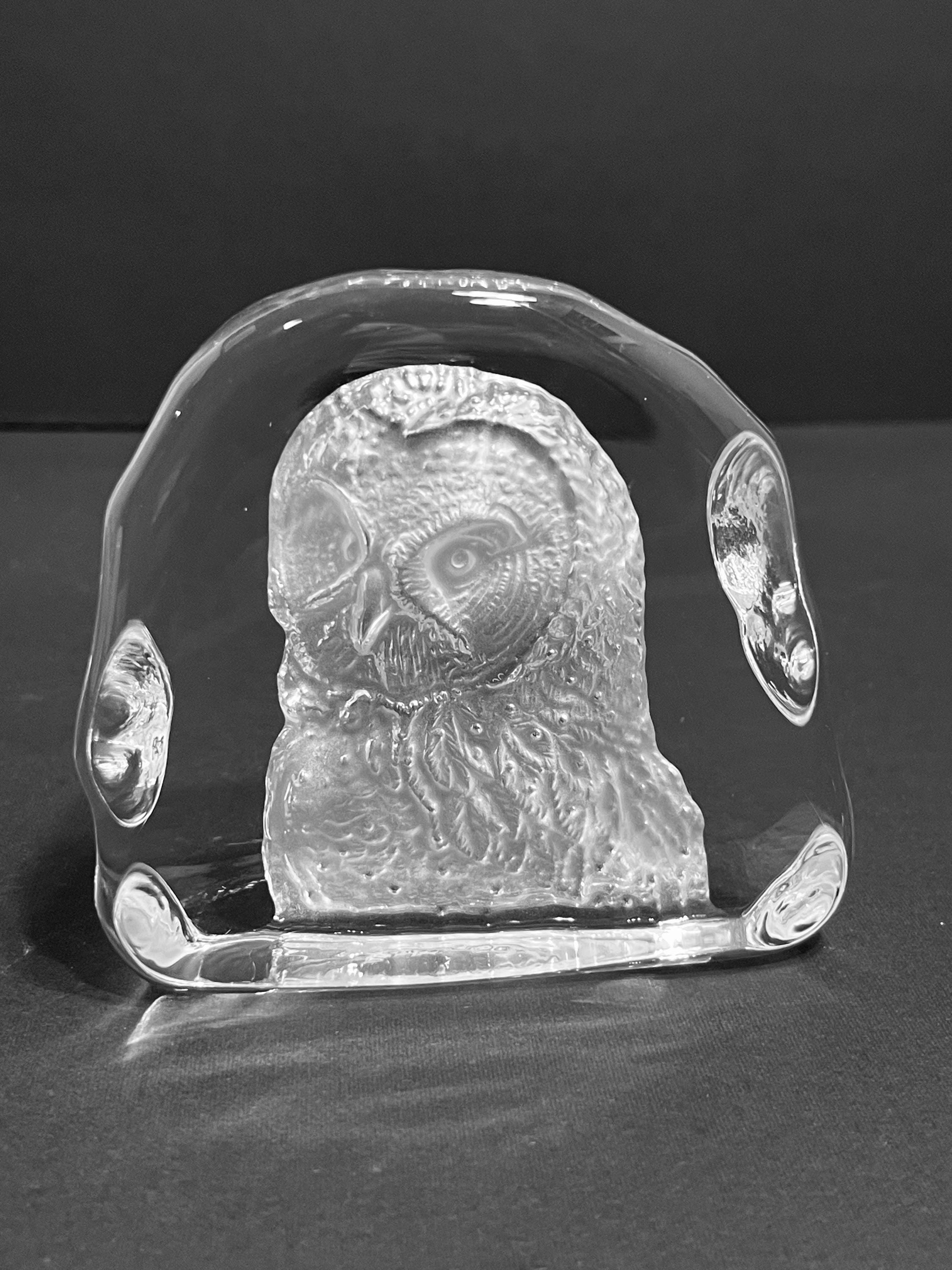 Cristal d’Arques 24% Genuine Lead Crystal Owl Paperweight Block Figurine France
