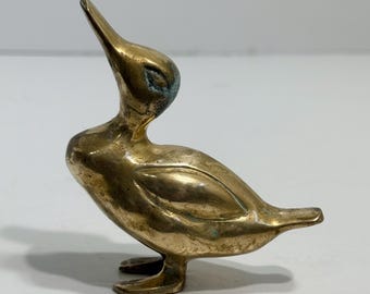 Vintage Solid Brass Duck Figurine