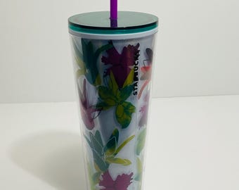 Starbucks 2022 Spring Floral Acrylic Venti 24oz Tumbler With Lid And Straw NEW