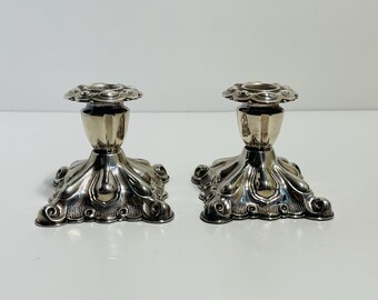 Vintage Cohr ATLA Pair Of Silver-Plated Candlestick Holders Art Deco Denmark