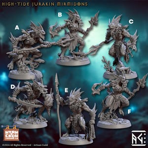 High-Tide Jurakin Mirmidons| Deep Sea Folk für Grim dark, High Fantasy, W20 + mehr TTRPG | 32mm | Unbemalt | Handwerkergilde