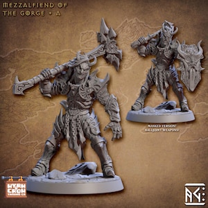 Mezzalfiend A | Daemon Infernal Warrior for Grim dark, high fantasy, D20 + more TTRPG | 32mm| Unpainted | Artisan Guild