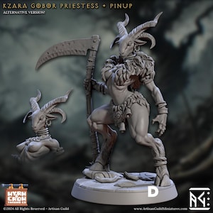 Kzara, Gobor Priestess – Beastkin Sorceress Miniature | 30mm Resin Model | Standard and Pinup Variants | RPG & Wargame Hero