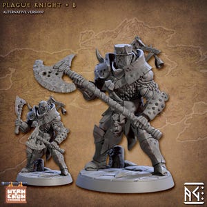 Plague Knight B| Chaos Plague Knight for Grim dark, high fantasy, D20 + more TTRPG | 32mm| Unpainted | Artisan Guild