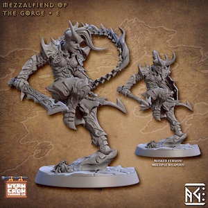 Mezzalfiend E | Daemon Infernal Warrior for Grim dark, high fantasy, D20 + more TTRPG | 32mm| Unpainted | Artisan Guild