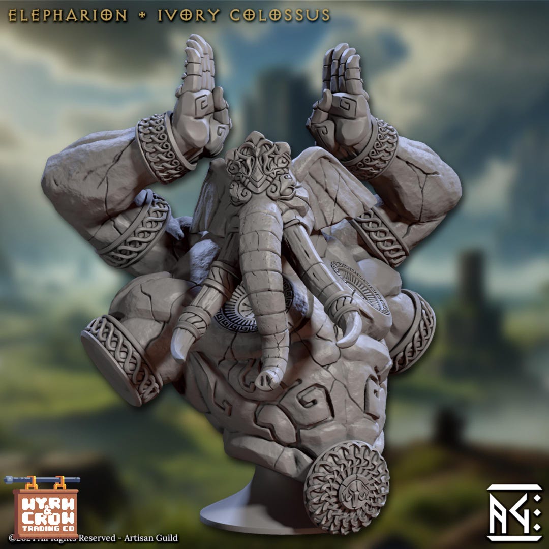 Elepharion, the Ivory Colossus — Divine Guardian Resin Bust, Artisan ...