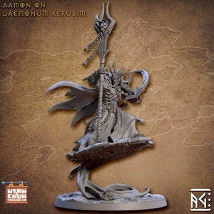 Aamon on Daemonum Kerubim | Daemon Infernal Hero for Grim dark, high fantasy, D20 + more Table Tops | 32 mm | Unpainted | Artisan Guild